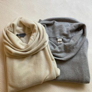 Set of 2 Medium Size Cashmere Sweaters Grey (J.Crew) and White (Vince)